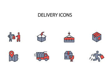 Delivery service icon set.vector.Editable stroke.linear style sign for use web design,logo.Symbol illustration.