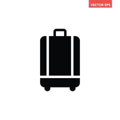 Black single suitcase filled icon, simple travel baggage flat design pictogram, infographic vector for app logo web button ui ux interface elements isolated on white background