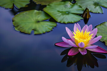 shot of lotus flower floating in the pond