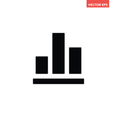 Black single growing graph glyph icon, simple financial chart bars flat design pictogram, infographic vector for app logo web button ui ux interface elements isolated on white background