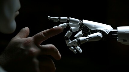 Naklejka premium The Touch of Tomorrow: Human Meets Machine