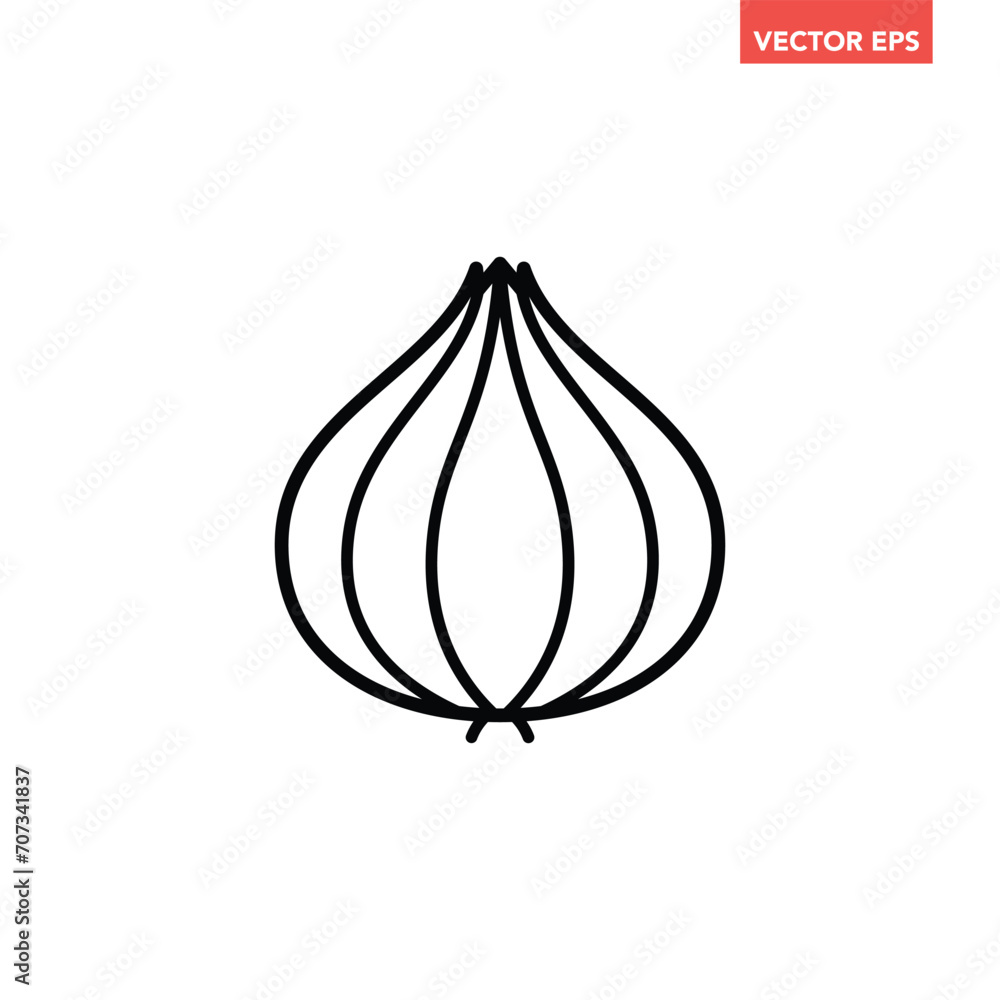Fototapete black single onion thin line icon, simple healthy vegetable element outline flat design pictogram, i