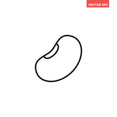 Single black beans thin line icon, simple food element flat design pictogram, infographic vector app logo web button ui ux interface white background