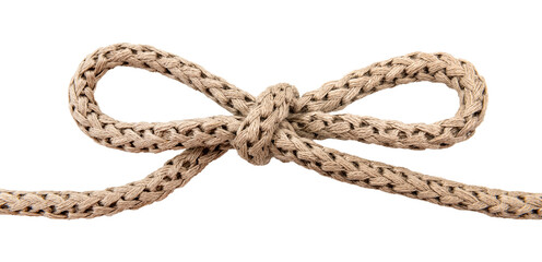 Jute. Twisted linen rope on a white background. Rope