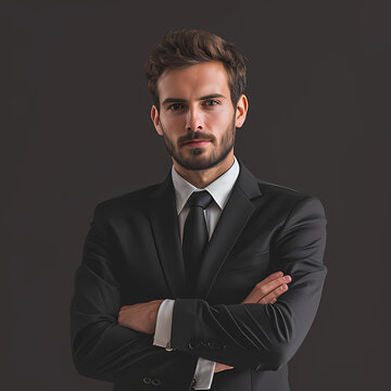 isolated portrait of a business man with a plain color background