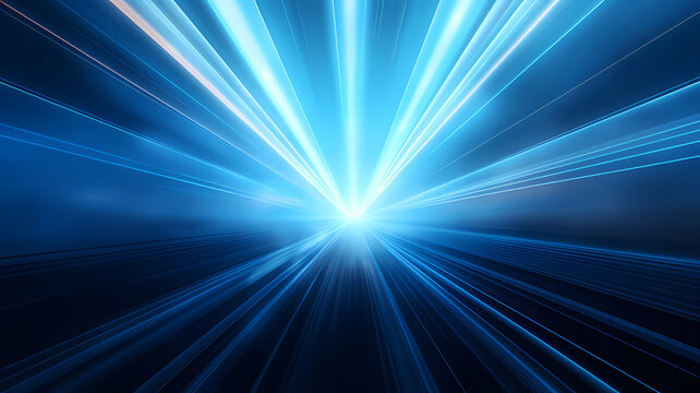 Digital image of light rays, stripes lines with blue light background