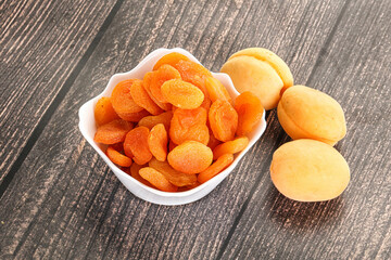 Dried apricot heap in the bowl