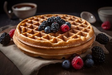 A nutritious waffle made from whole wheat flour. Generative AI