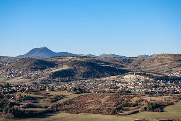 View of the famous Puy de Dome volcano in the Auvergne region, France