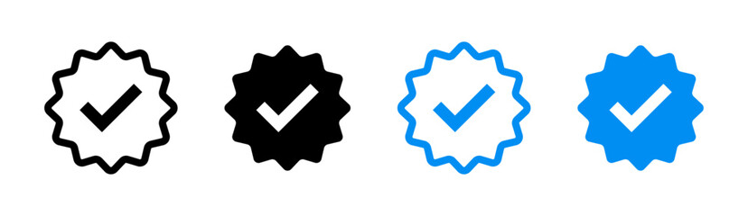 Verification starburst icon set