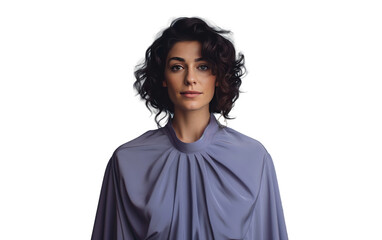 Dolman sleeve top. Woman wearing a periwinkle dolman sleeve top isolated on transparent background. - obrazy, fototapety, plakaty