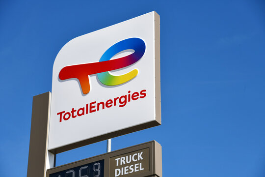 Evendorf, Lower Saxony, Germany - September 4, 2023: TotalEnergies in Evendorf - Total is a french multinational integrated oil and gas company and one of the six supermajor oil companies in the world