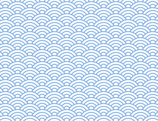 青海波のパターンイラスト ブルー版