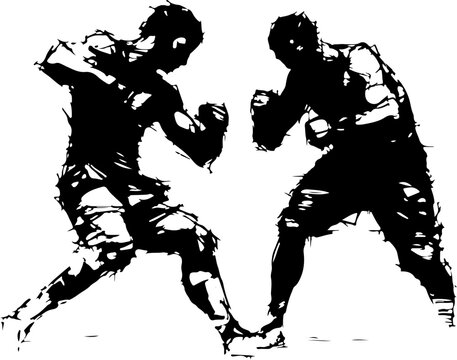 Vektorgrafik Vector von Figuren, Sportlern, abstrakte Menschen, schwarze weiß 