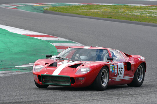 Scarperia, 2 April 2023: Ford GT40 of year 1966 in action during Mugello Classic 2023 at Mugello Circuit in Italy.