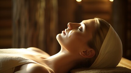 Stunning Portrait of a Serene and Radiant Young Woman Enjoying an Array of Pampering Spa Treatments