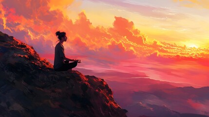 Obraz premium Harmony Heights A Sunset Meditation