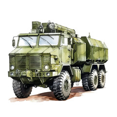 Watercolor military hypermobile unit isolated on a white background