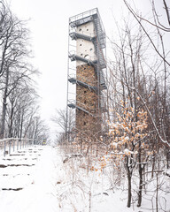 Famous lookout tower, Galyatető in winter
