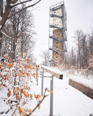 Famous lookout tower, Galyatető in winter