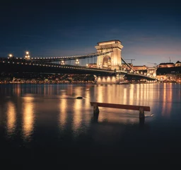 Acrylic prints Széchenyi Chain Bridge Chain Bridge in Budapest in blue hour