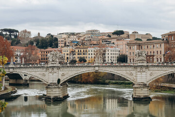 Rome, Italy - 27.12.2023: Ponte Vittorio Emanuele II bridge in Rome, Italy