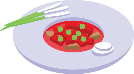 Restaurant borsch food icon isometric vector. Small ceramic plate. Ukraine dish