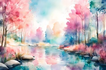 Obraz na płótnie Canvas Soft pastel watercolor strokes blending together