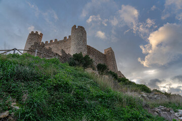 Fototapeta na wymiar xivert castle at sunset, alcala de xivert, castellon 