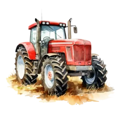Deurstickers Watercolor tractor with a rotary tiller isolated on a white background  © Director