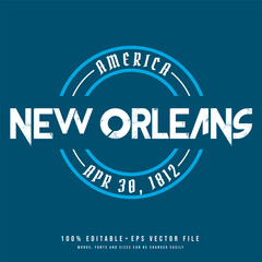 New Orleans circle badge logo text effect vector. Editable college t-shirt design printable text effect vector