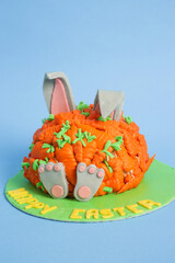 Carrot covered Easter bunny cake, happy Easter concept