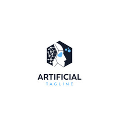 Artificial intelligence and human face Logo Icon Design Symbol Template Flat Style Vector