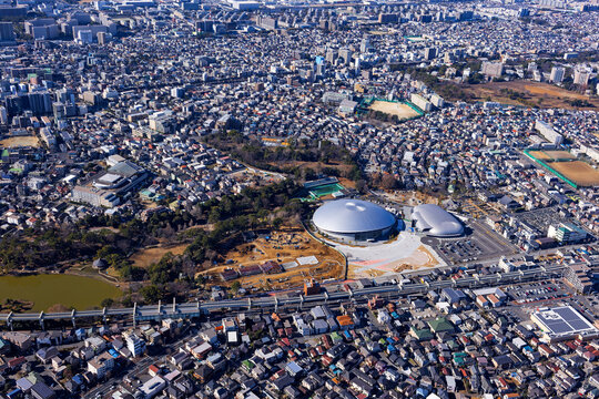 千葉公園・千葉JPFドーム・空撮
