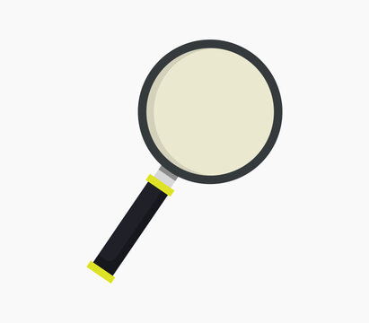 Vector illustration of a magnifying glass placed on a plain white background