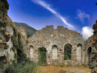 Fototapeta na wymiar The byzantine archaeological site of Mystras in Peloponnese, Greece.