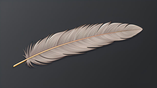  Feather isolated on gray  background.