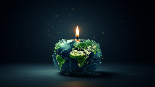 Earth hour draw attention to environmental issues turn off unnecessary lights and electrical devices for one hour, star save environment nature planet world ecology blackout dark lamp sky candle.