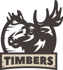 Vintage Moose emblem vector design. Moose animal badge illustration. Retro moose vector logo.