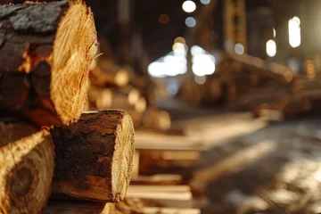 Fotobehang Sustainable Forestry: Step into Sweden's Advanced Timber Processing Facilities, Showcasing Modern Innovation, Efficiency, and a Commitment to Sustainable Practices in the Wood Industry.       © Mr. Bolota