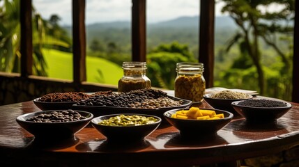 A Feast of Colors With Scenic View: Traditional Tico Dish from Costa Rica, Celebrating the Rich Culinary Heritage with Vibrant and Flavorful Ingredients.