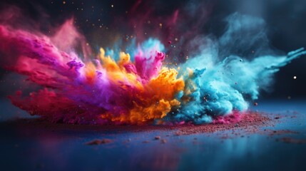 Holi celebration: a riot of colors and joyous revelry, embracing cultural vibrancy and traditions in a festive spectacle of music, dance, and jubilation, capturing the spirit of springtime merriment. - obrazy, fototapety, plakaty