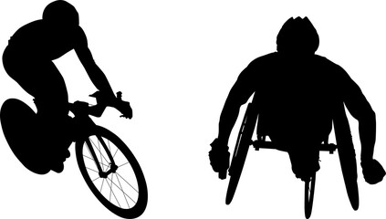 bicicleta, vector, pegatina, transporte, civil, deporte, triatlon, bicicleta de montaña, pista, paralimpicos - obrazy, fototapety, plakaty