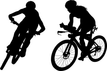 bicicleta, vector, pegatina, transporte, civil, deporte, triatlon, bicicleta de montaña - obrazy, fototapety, plakaty