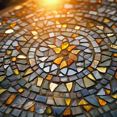 pebble mosaic sun, ai generated.