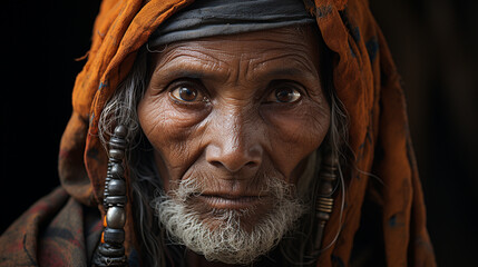 The face of an Indian poor man or villager