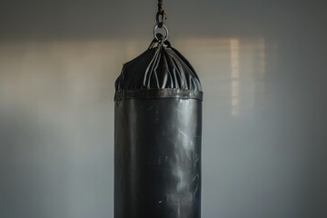 Boxing or kickboxing s black punching bag