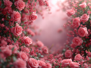 Obraz premium Pink roses background. Generative ai
