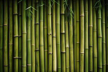 Green bamboo fence in the backdrop