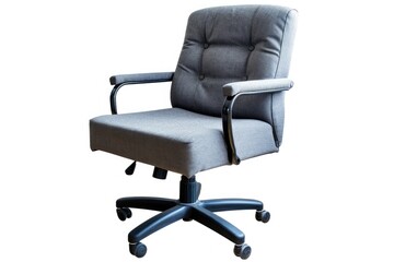 Fototapeta premium Grey textile office chair isolated on white